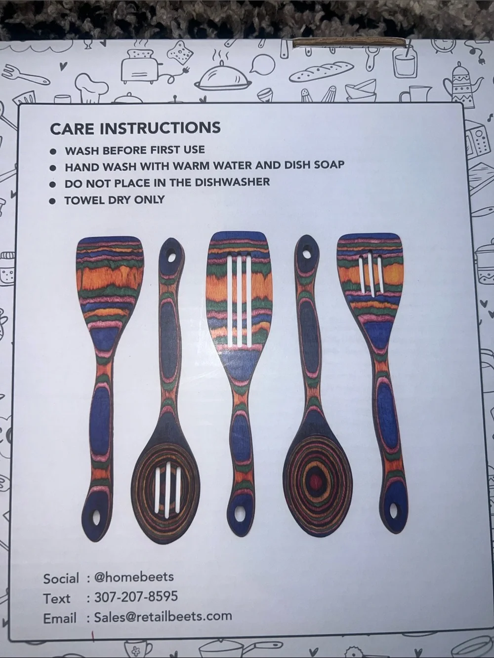 Pakka Wood Multicolor 5-Piece Utensil Set